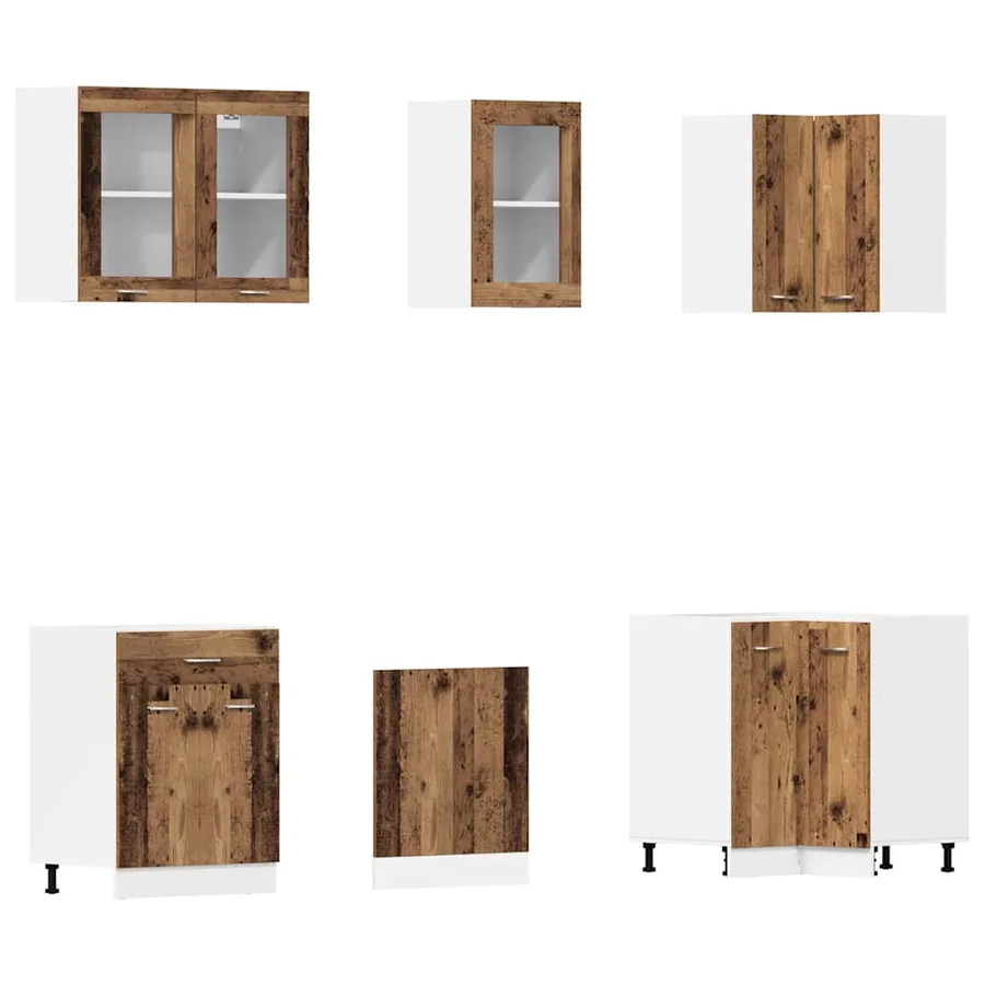Ensemble de 11 meubles de cuisine "Lyon" en bois d'ingénierie vieilli - 4