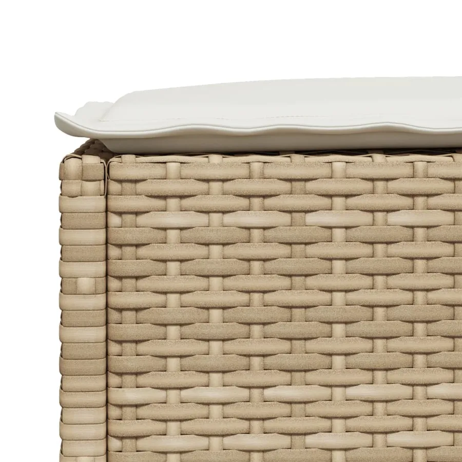 Tabouret de jardin et coussin beige 63,5x56x32cm résine tressée - 7