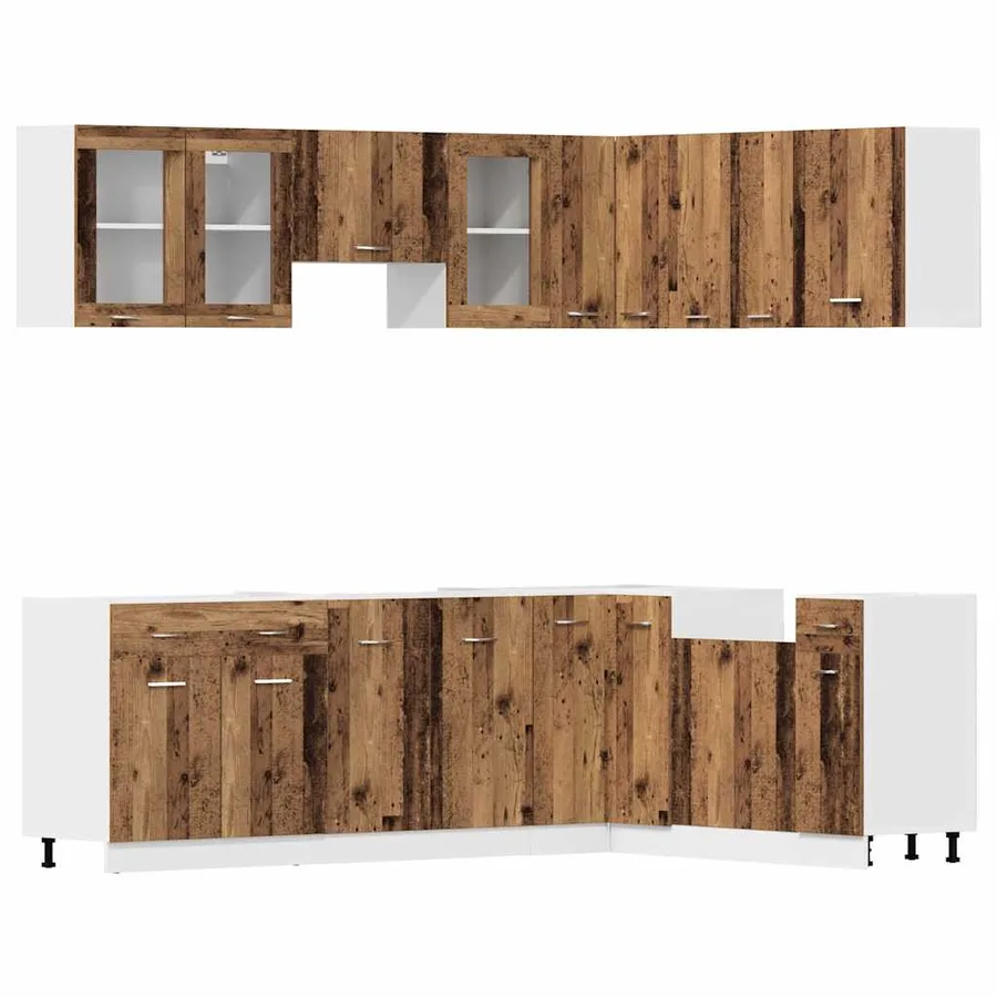 Ensemble de 11 meubles de cuisine "Lyon" en bois d'ingénierie vieilli - 2