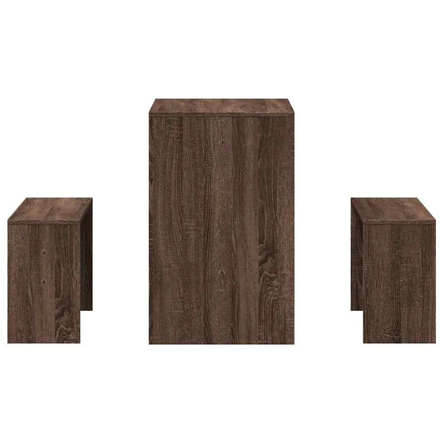 Ensemble table à manger et bancs 3 pcs bois d'ingénierie - 5