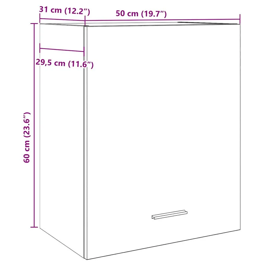 Armoire suspendue "Lyon" Chêne artisanal 50 x 31 x 60 cm Bois d'ingénierie - 11