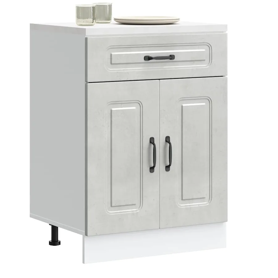 Armoire de cuisine Kalmar gris béton bois d'ingénierie