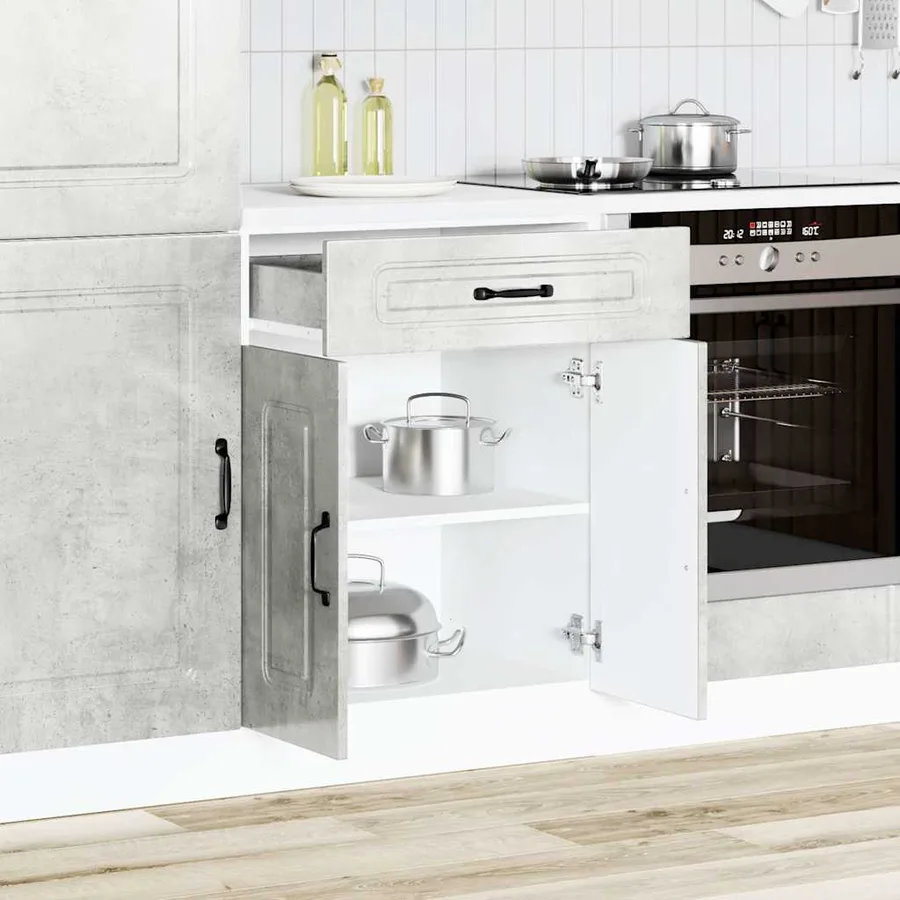 Armoire de cuisine Kalmar gris béton bois d'ingénierie - 3