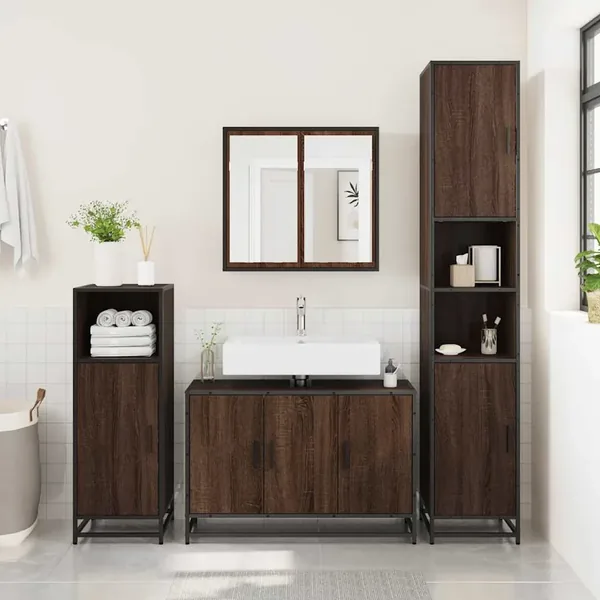 Armoire de lavabo de salle de bain chêne marron 90x33x60 cm