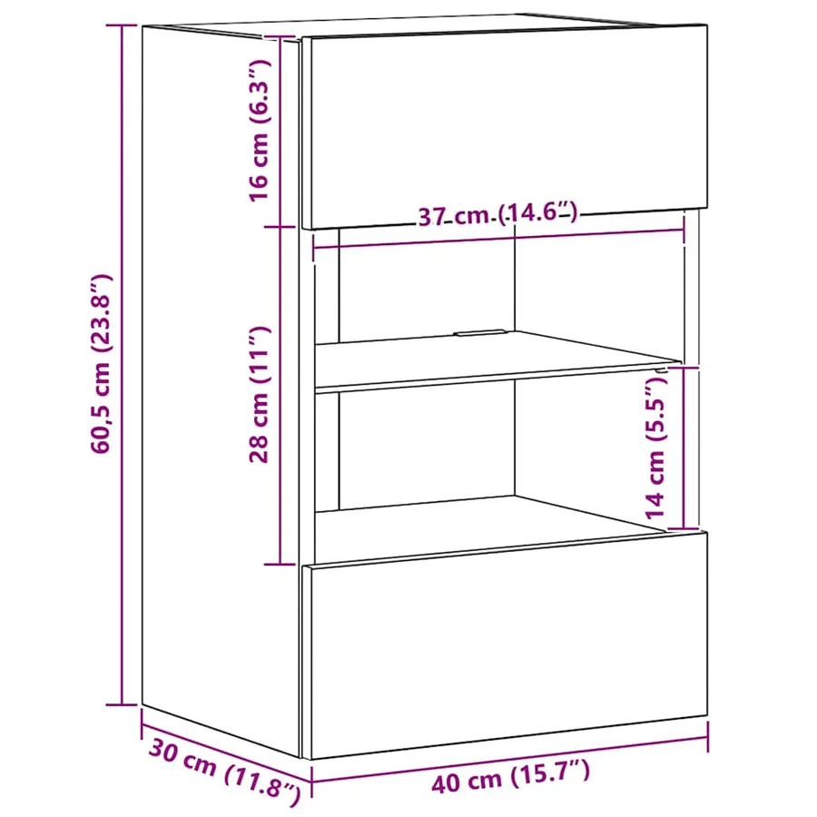 Meubles muraux avec lumières LED pour TV 2 pcs chêne artisanal - 18