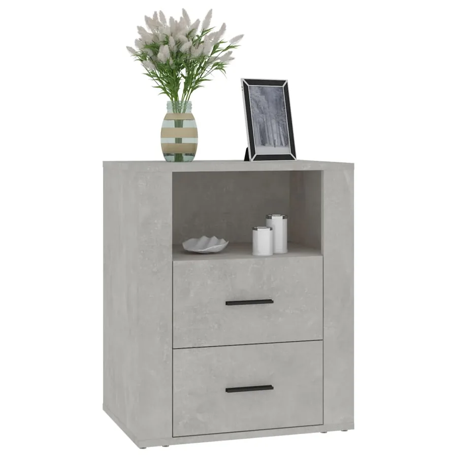 Table de chevet Gris béton 50x36x60 cm Bois d'ingénierie - 4