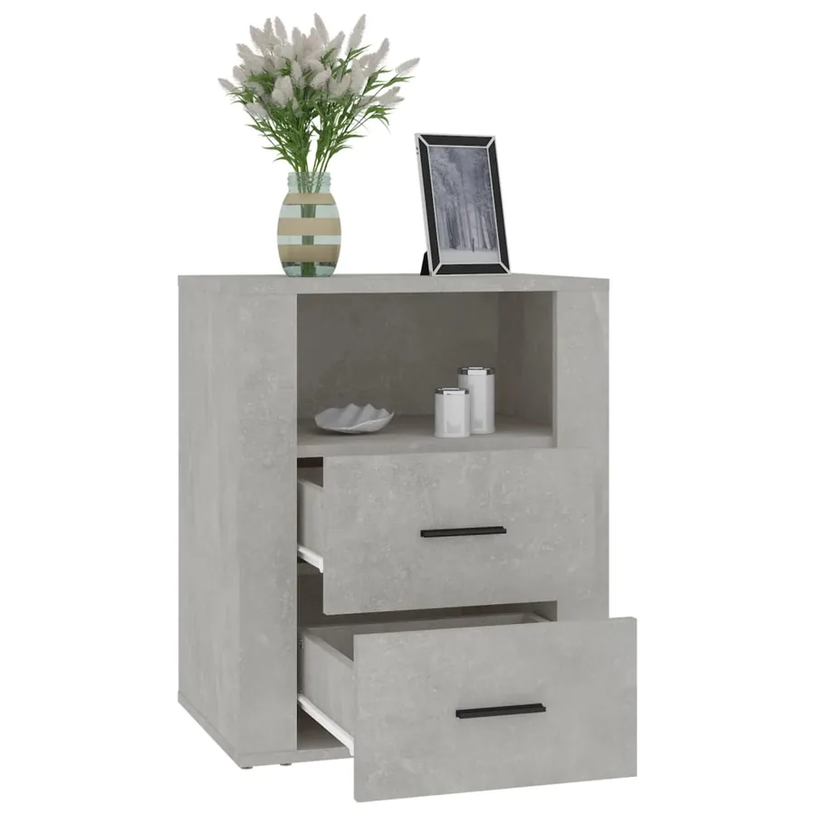 Table de chevet Gris béton 50x36x60 cm Bois d'ingénierie - 5