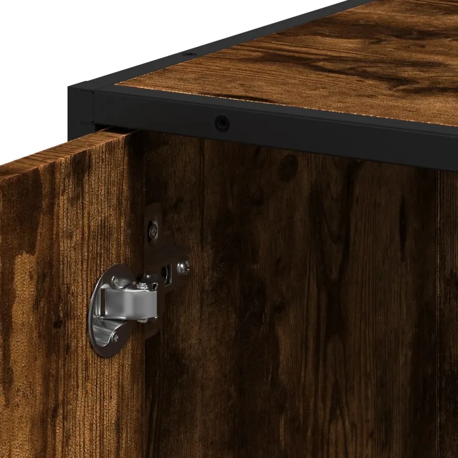 Armoire de salle de bain chêne fumé bois d'ingénierie et métal - 10