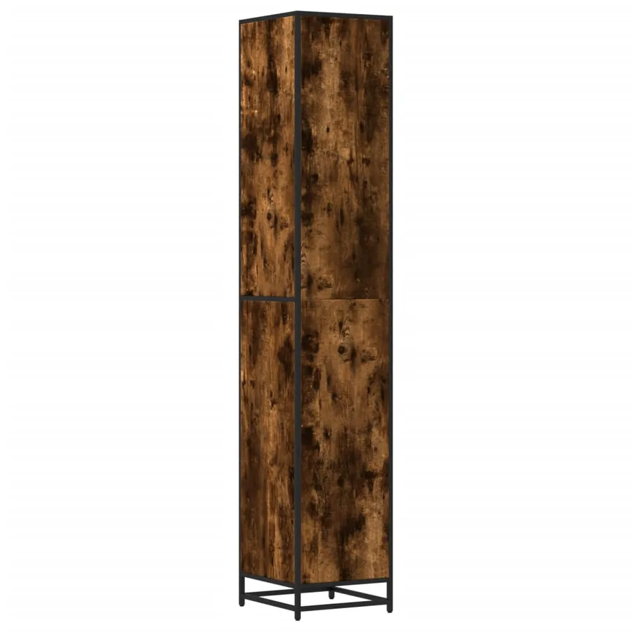 Armoire de salle de bain chêne fumé bois d'ingénierie et métal - 7