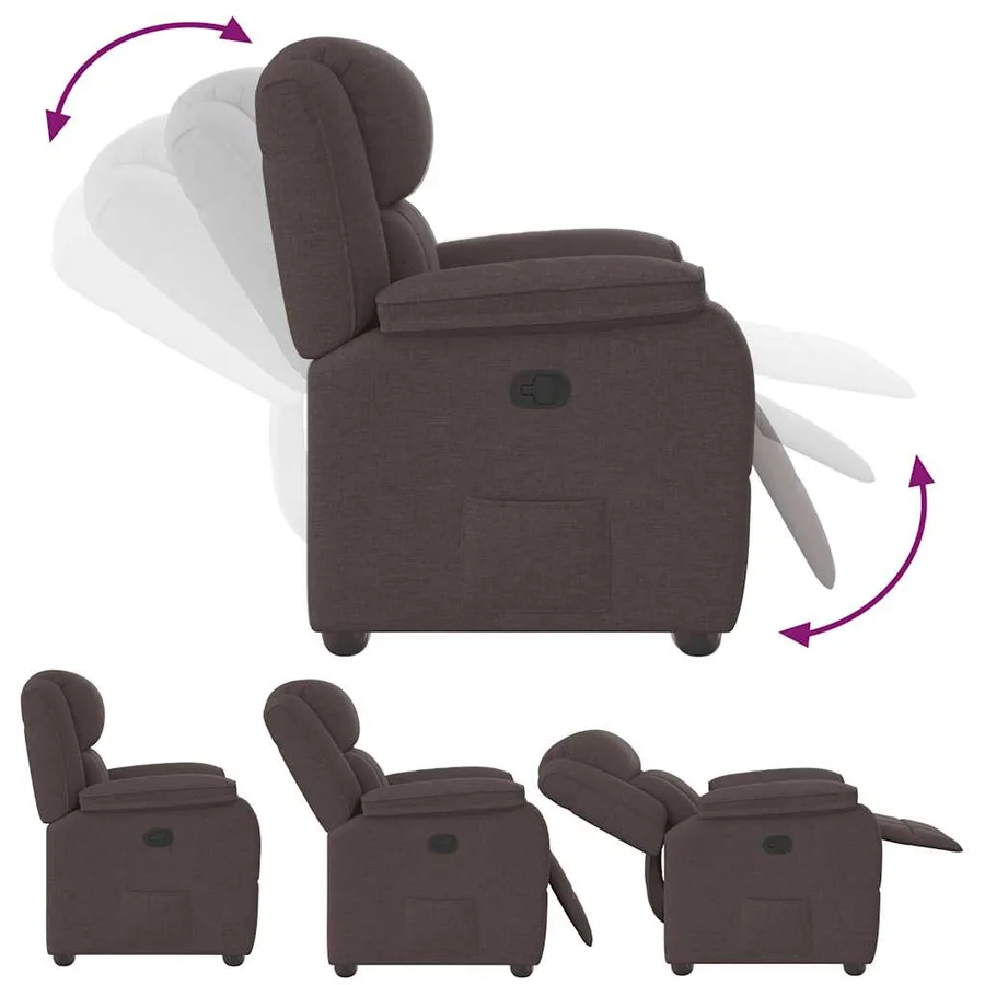 Fauteuil inclinable Marron foncé Tissu - 6