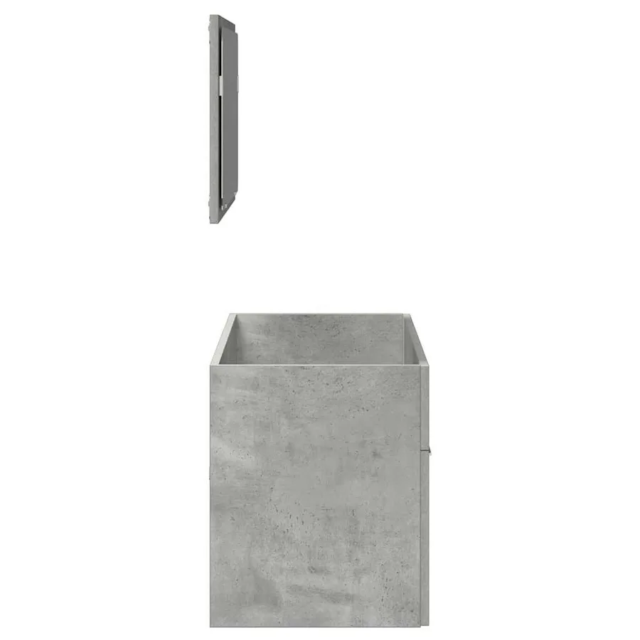 Armoire de bain avec miroir gris béton bois d'ingénierie - 5