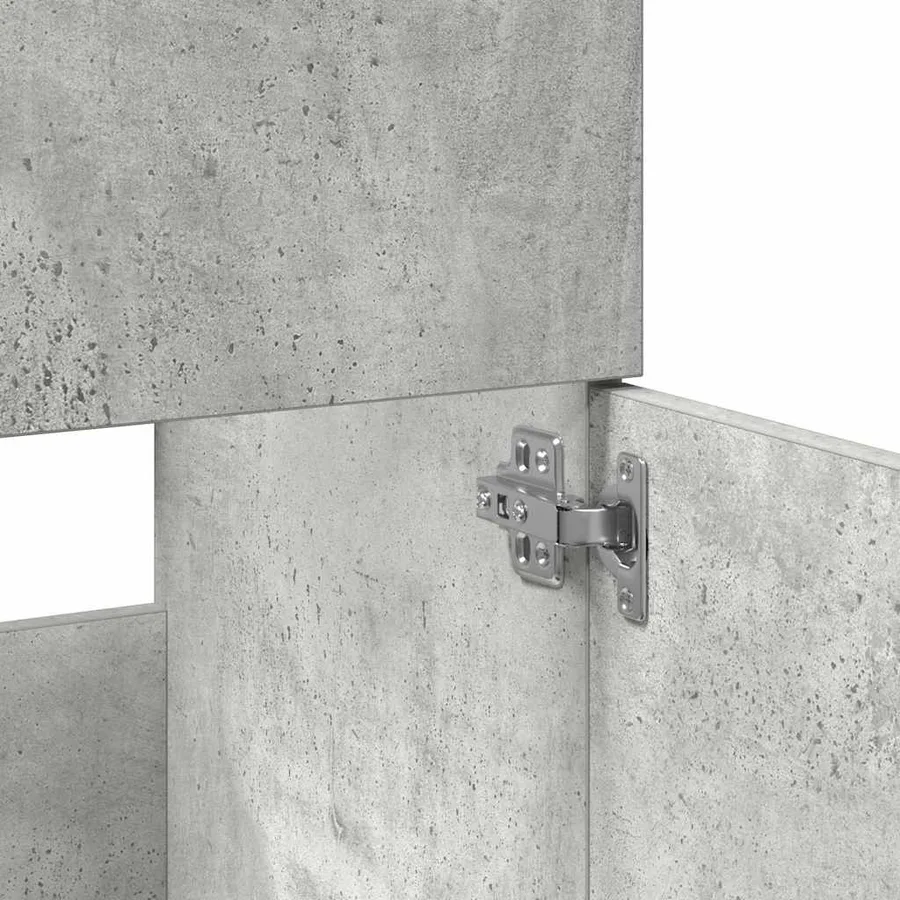 Armoire de bain avec miroir gris béton bois d'ingénierie - 8