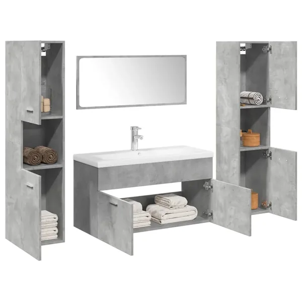 Ensemble de meubles de salle de bain 5 pcs gris béton