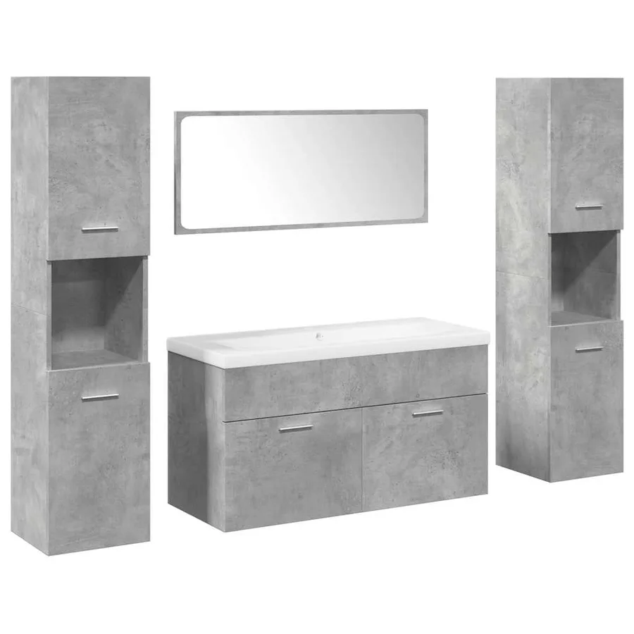 Ensemble de meubles de salle de bain 5 pcs gris béton - 2