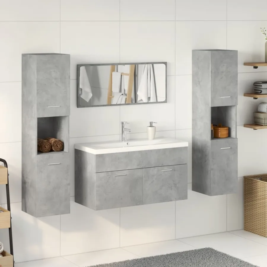 Ensemble de meubles de salle de bain 5 pcs gris béton - 3