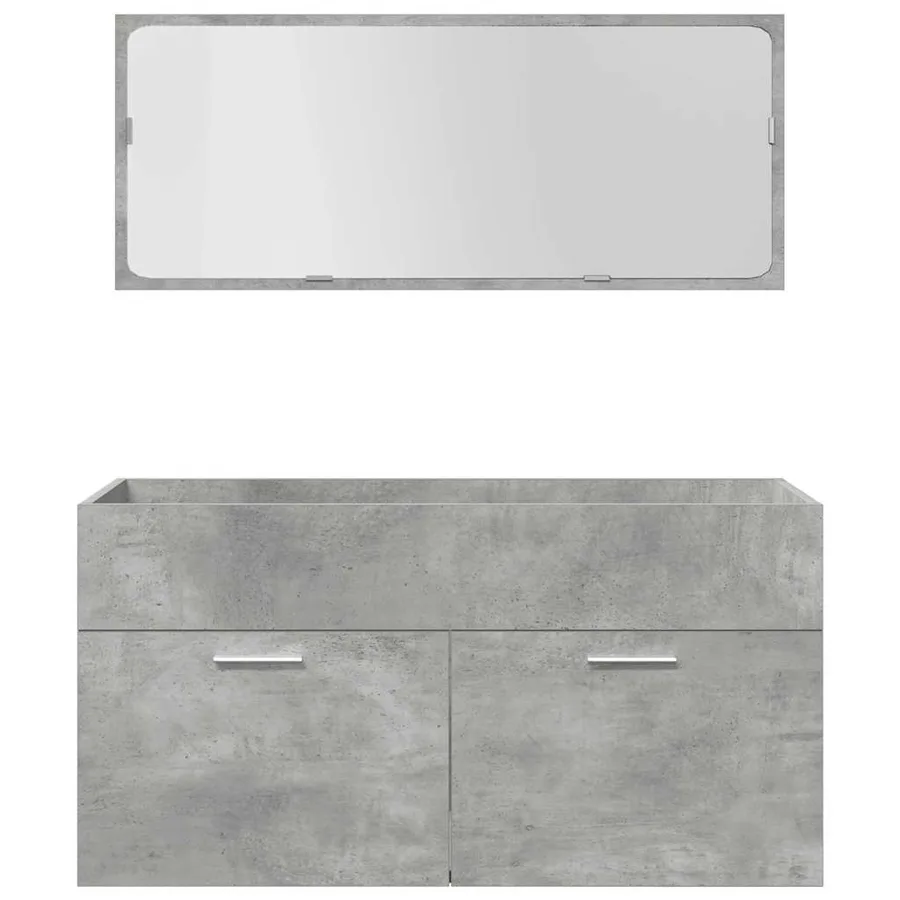 Ensemble de meubles de salle de bain 4 pcs gris béton - 9