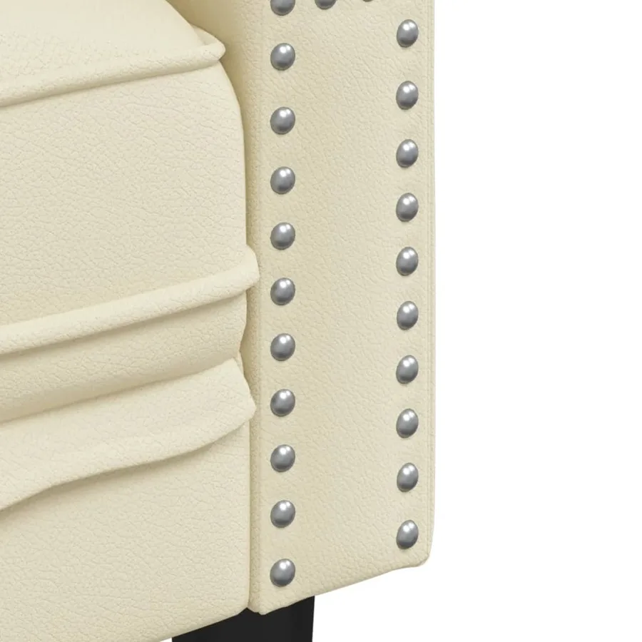 Fauteuil Chesterfield crème similicuir - 7