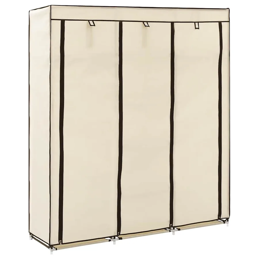 Armoire avec compartiments et barres Crème 150x45x175 cm Tissu