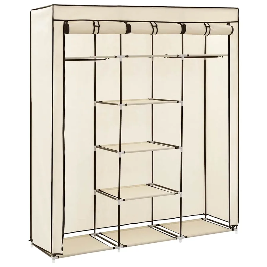 Armoire avec compartiments et barres Crème 150x45x175 cm Tissu - 2