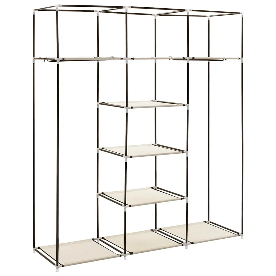 Armoire avec compartiments et barres Crème 150x45x175 cm Tissu - 3