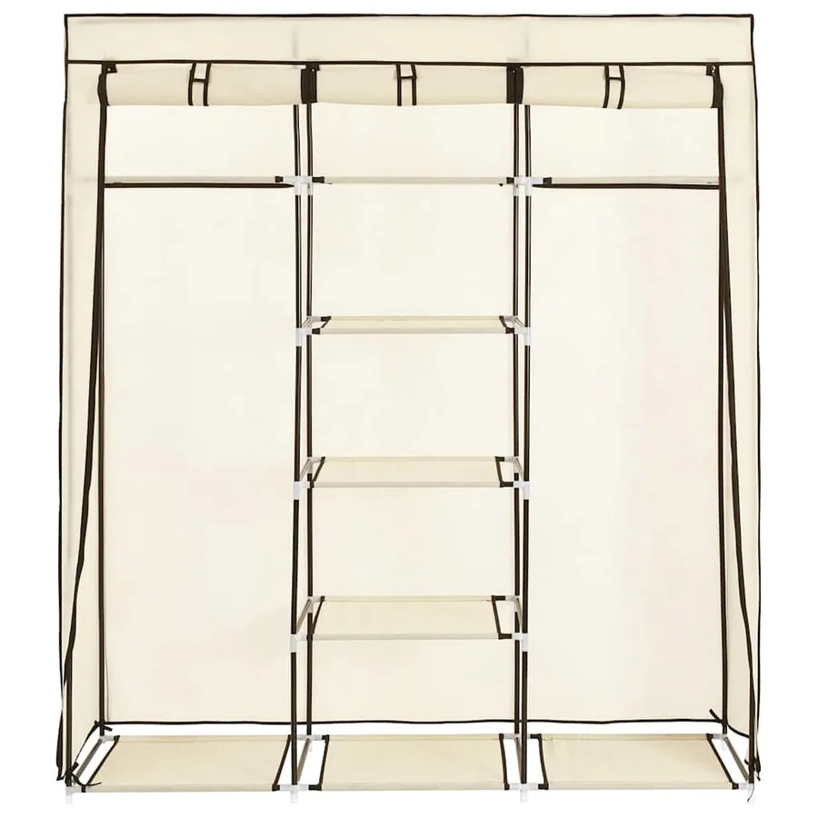 Armoire avec compartiments et barres Crème 150x45x175 cm Tissu - 5