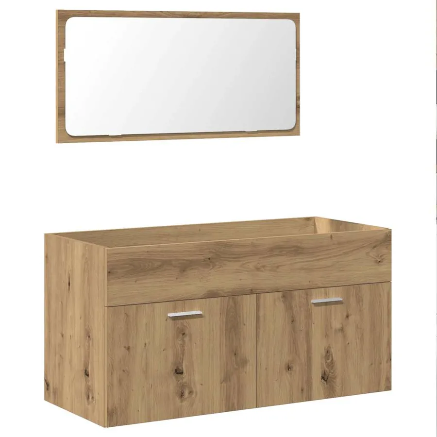 Armoire de salle de bain avec miroir chêne artisanal - 2