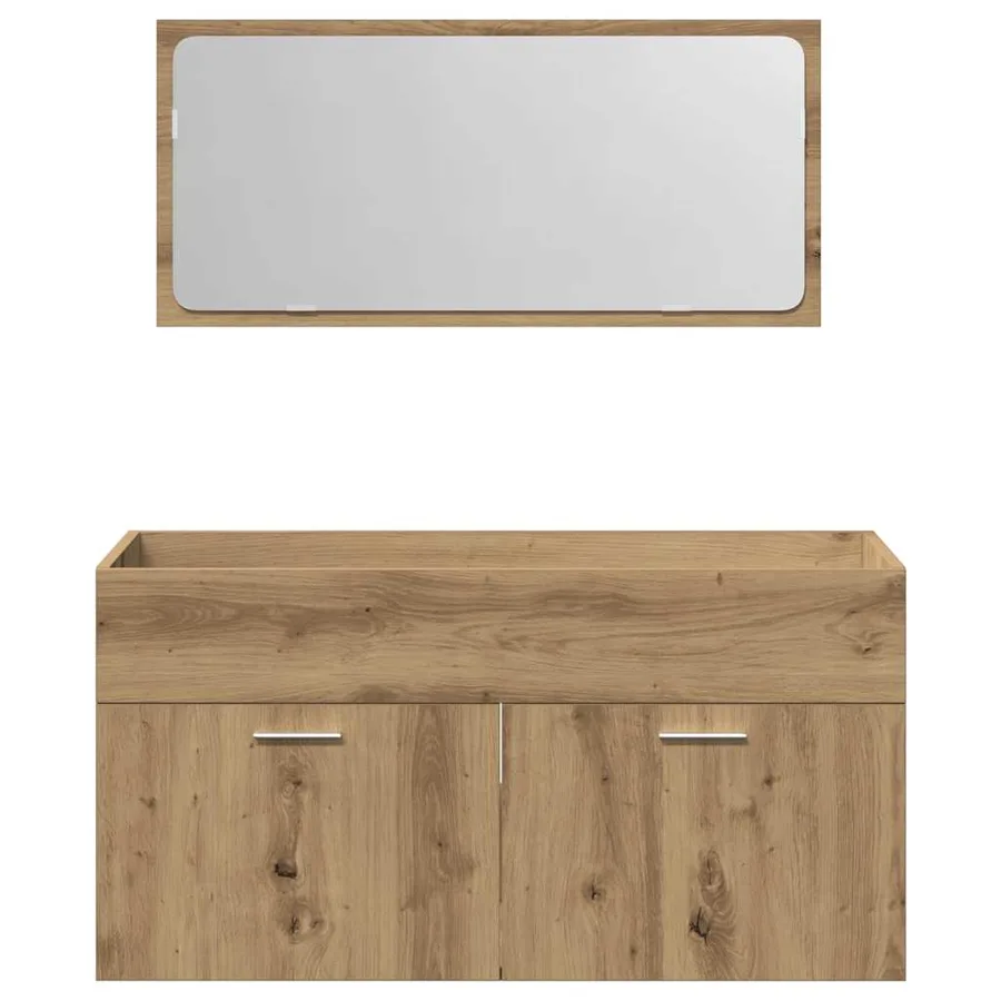 Armoire de salle de bain avec miroir chêne artisanal - 4