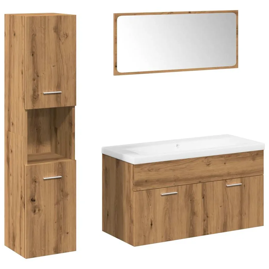 Ensemble de meubles salle de bain 5 pcs bois d'ingénierie - 2