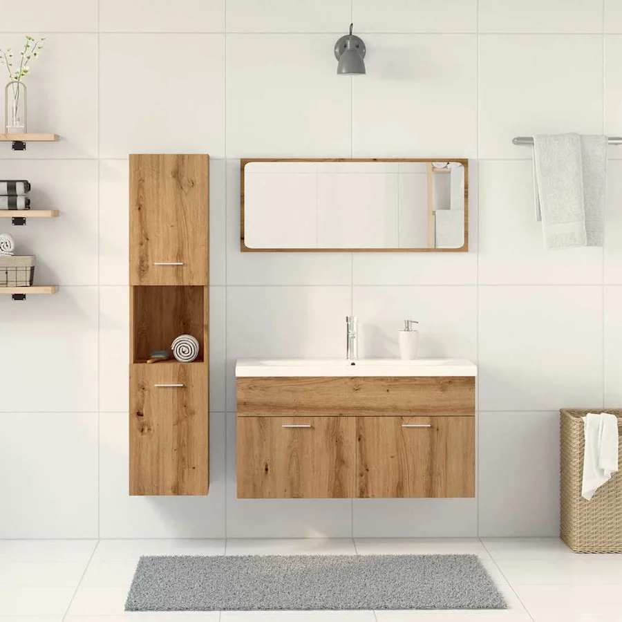 Ensemble de meubles salle de bain 5 pcs bois d'ingénierie - 3