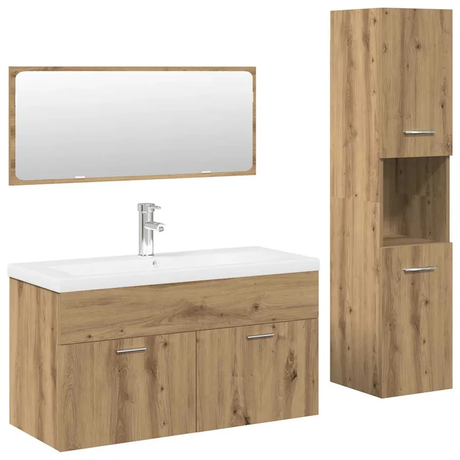 Ensemble de meubles salle de bain 4 pcs bois d'ingénierie - 2