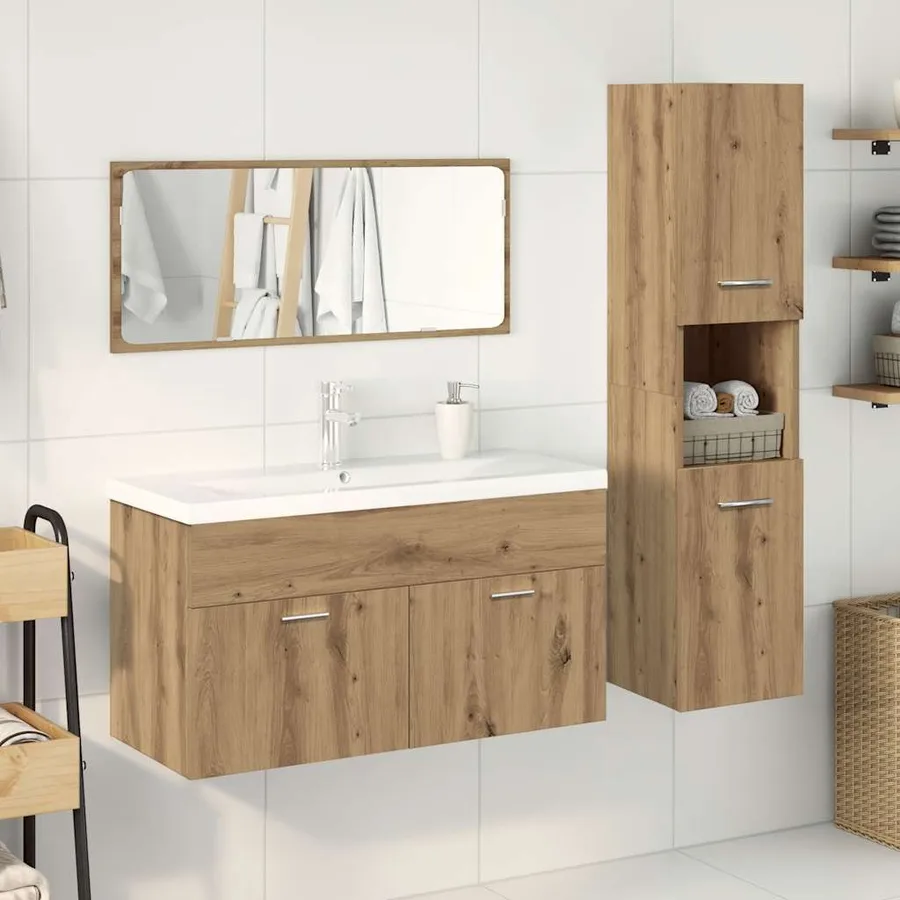Ensemble de meubles salle de bain 4 pcs bois d'ingénierie - 3