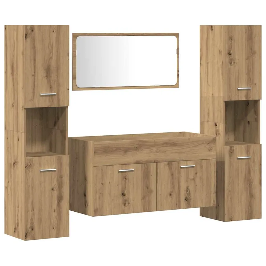 Ensemble de meubles salle de bain 4 pcs bois d'ingénierie - 2