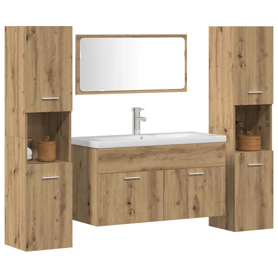 Ensemble de meubles salle de bain 4 pcs bois d'ingénierie - 4