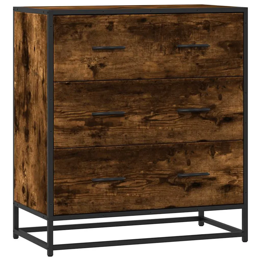 Buffet chêne fumé 68x35x76 cm bois d'ingénierie et métal - 2