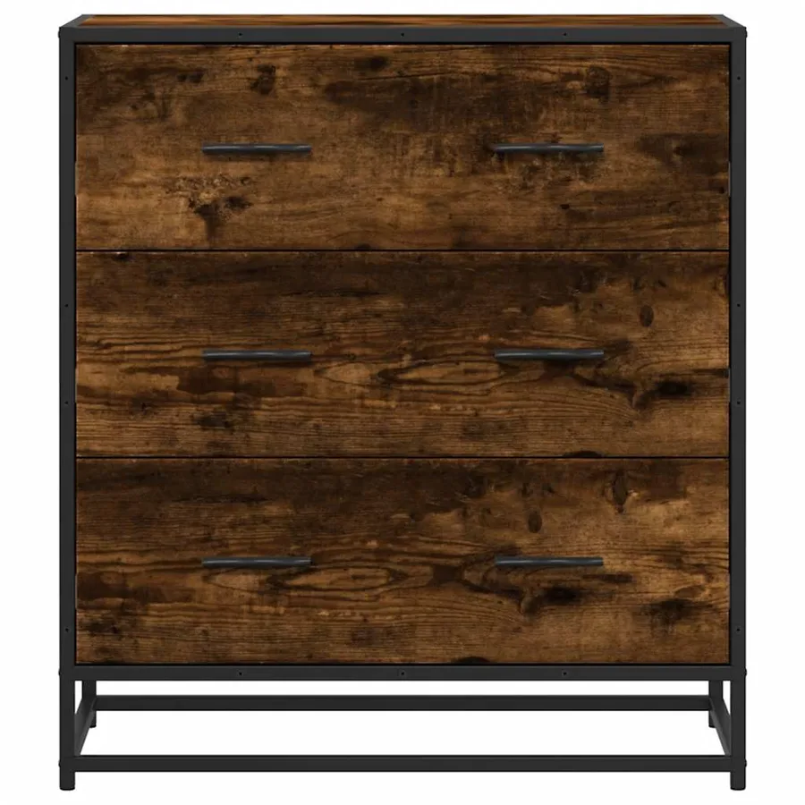Buffet chêne fumé 68x35x76 cm bois d'ingénierie et métal - 4
