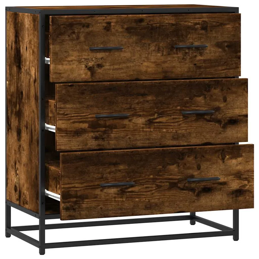 Buffet chêne fumé 68x35x76 cm bois d'ingénierie et métal - 7