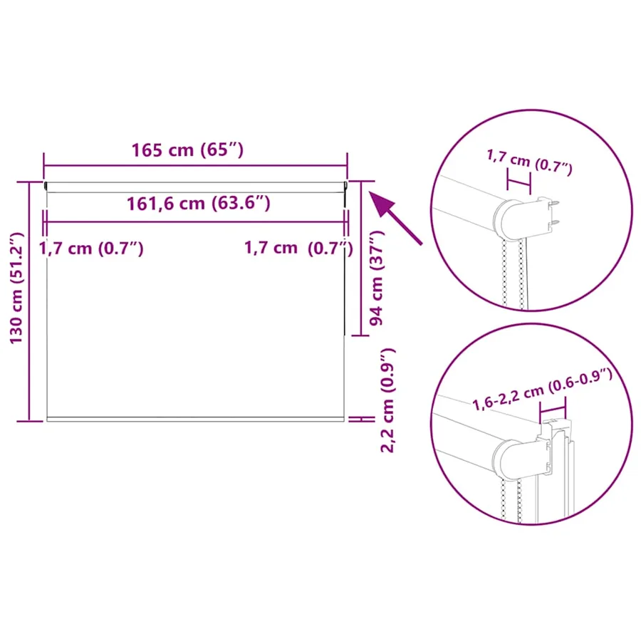 Store enrouleur occultant café 165x130cm largeur du tissu - 18
