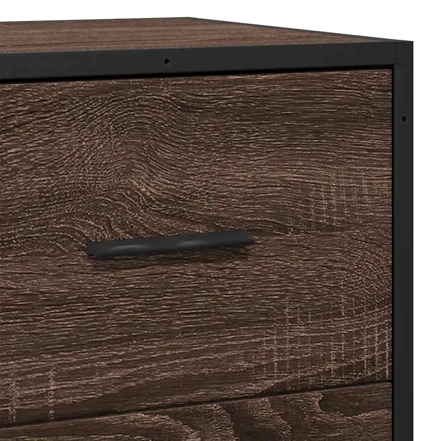Buffet chêne marron 68x35x76 cm bois d'ingénierie et métal - 8