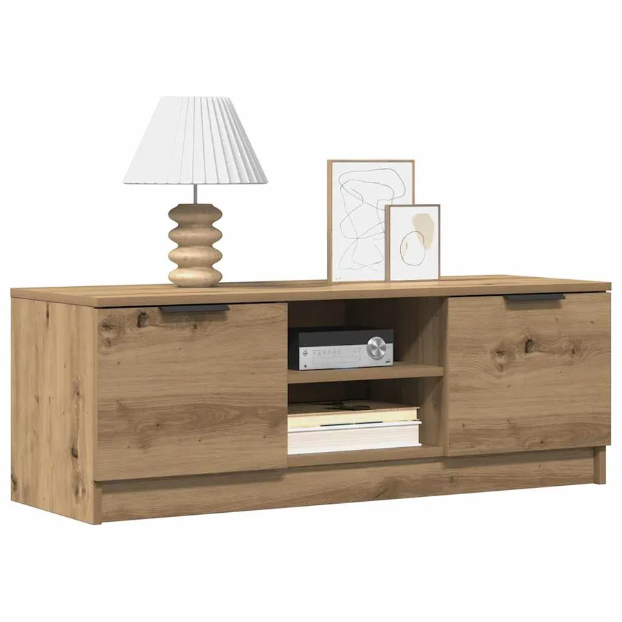 Meuble TV chêne artisanal 102x35x36,5 cm bois d'ingénierie - 3