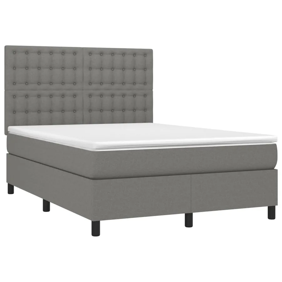 Sommier à lattes de lit et matelas et LED Gris foncé 140x190 cm - 3