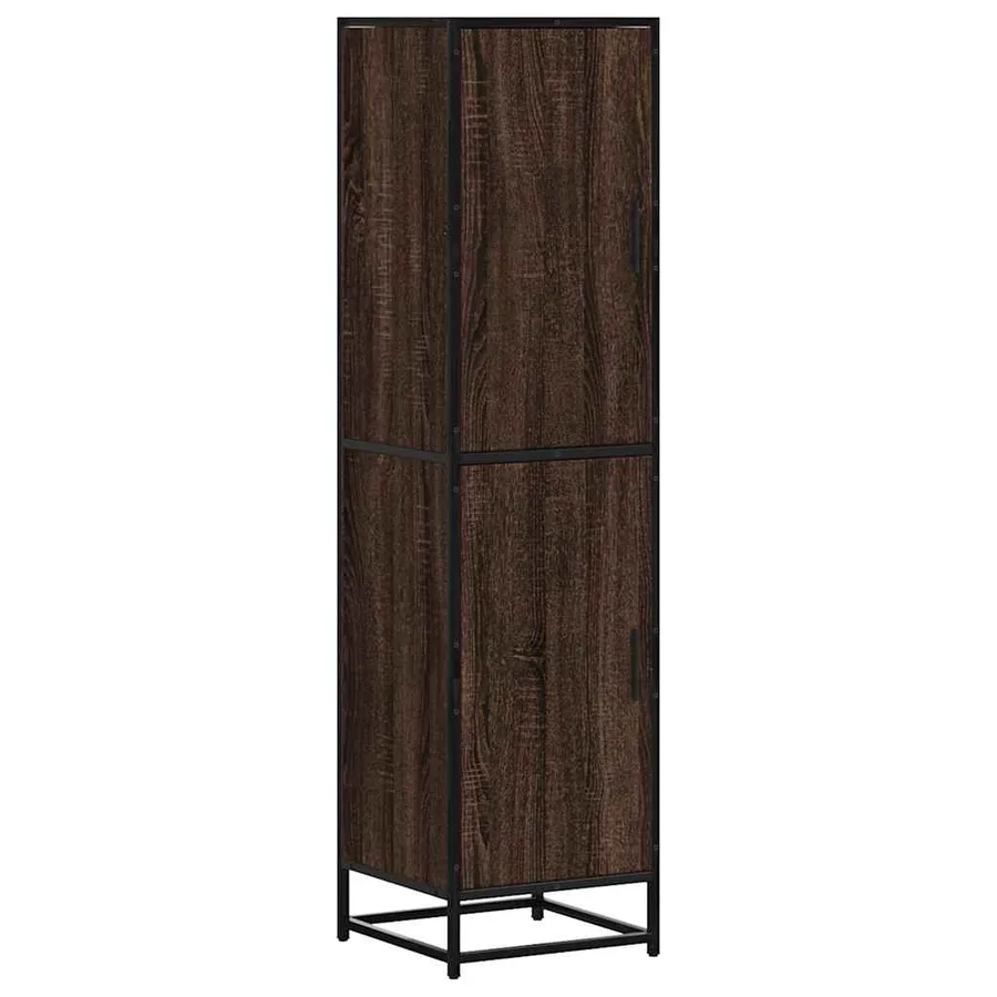Buffet haut chêne marron 35,5x35x139 cm bois d'ingénierie métal - 2