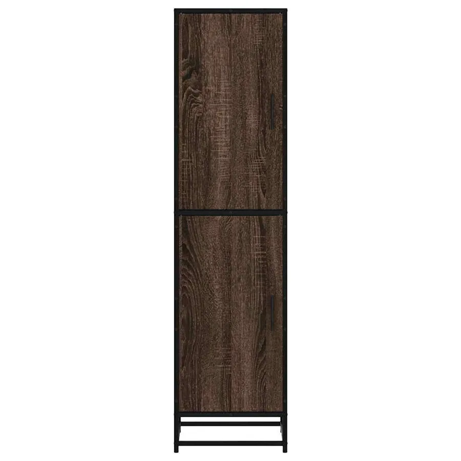 Buffet haut chêne marron 35,5x35x139 cm bois d'ingénierie métal - 4