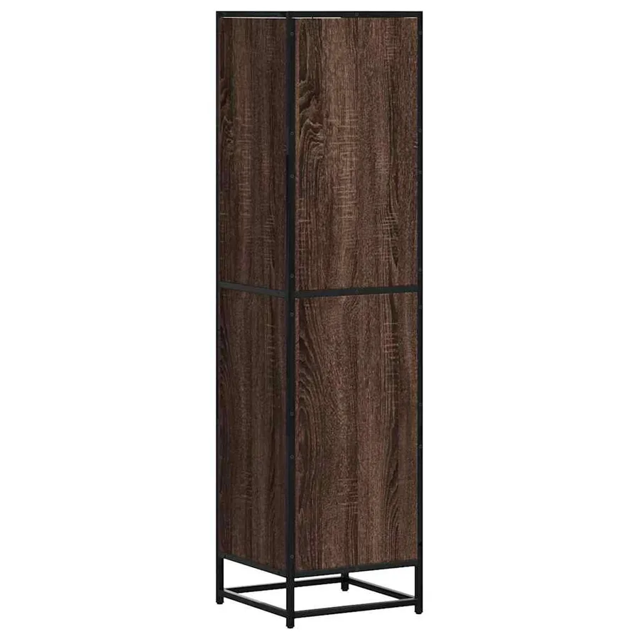 Buffet haut chêne marron 35,5x35x139 cm bois d'ingénierie métal - 7