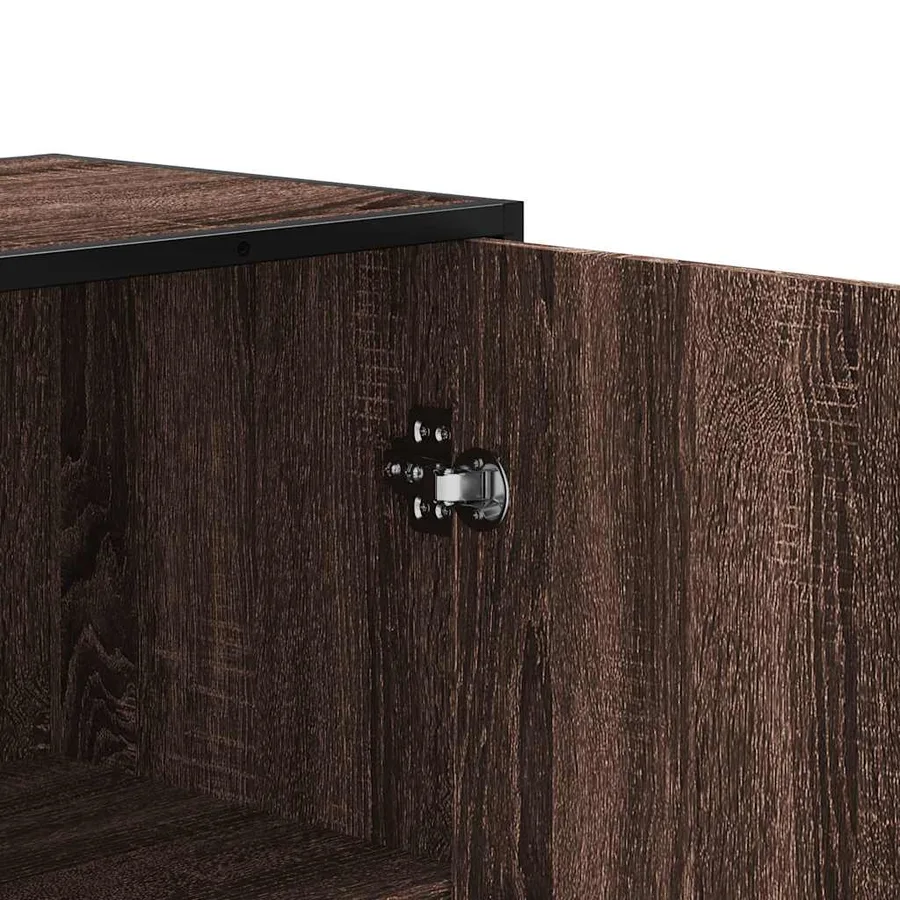 Buffet haut chêne marron 35,5x35x139 cm bois d'ingénierie métal - 9