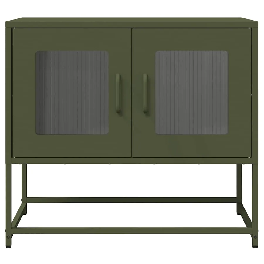 Meuble TV vert olive 68x39x60,5 cm acier laminé à froid - 6