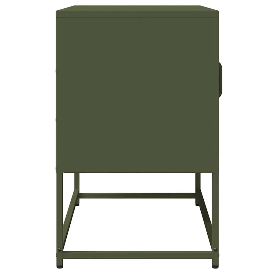 Meuble TV vert olive 68x39x60,5 cm acier laminé à froid - 7