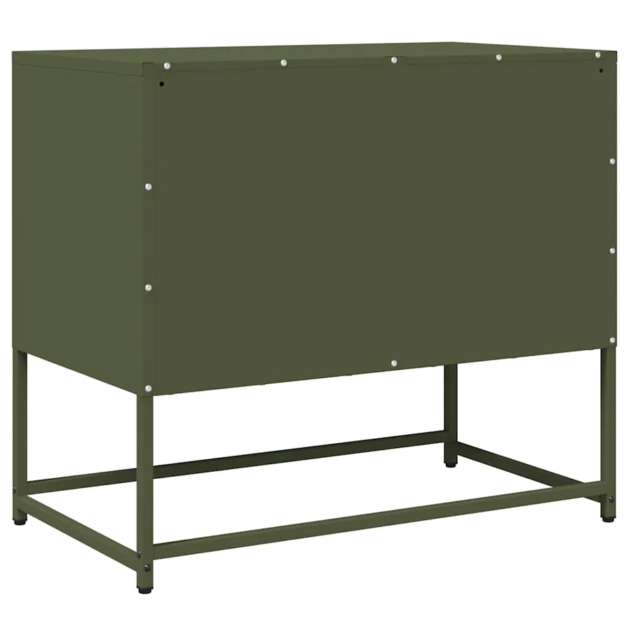 Meuble TV vert olive 68x39x60,5 cm acier laminé à froid - 8