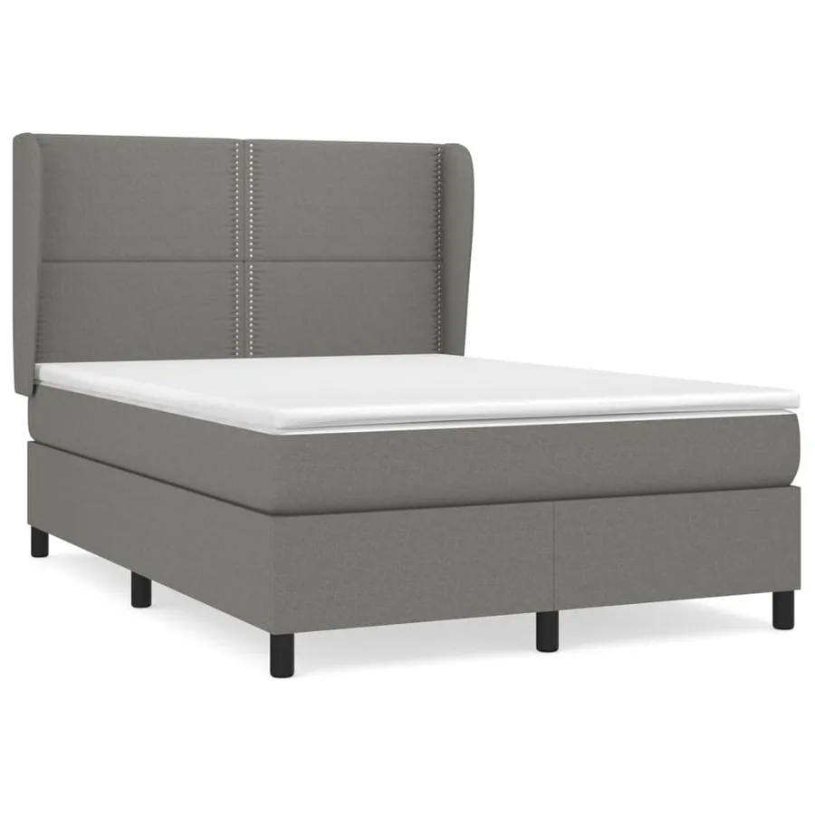 Sommier à lattes de lit avec matelas Gris foncé 140x190cm Tissu - 2