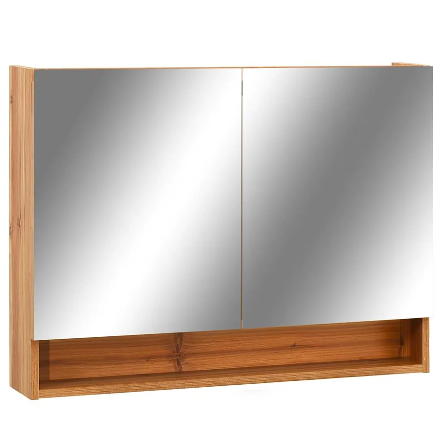 Armoire à miroir de salle de bain LED Chêne 80x15x60 cm MDF - 2