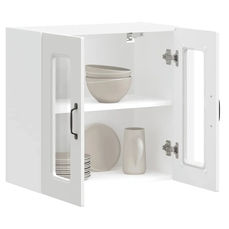 Armoire murale de cuisine avec porte en verre Kalmar blanc - 5